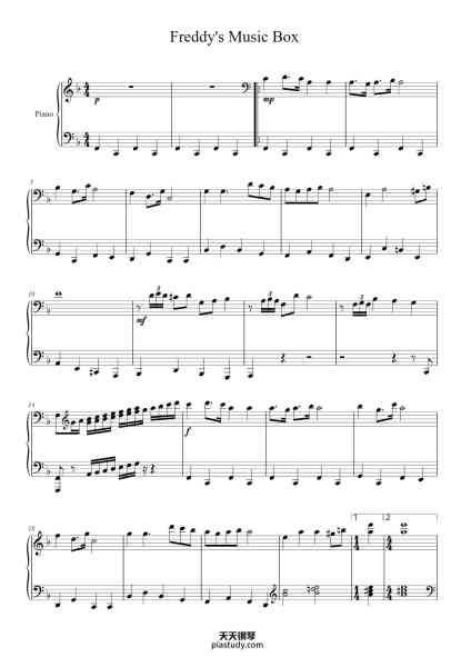 “Freddy's Music Box”钢琴谱-Misc Computer Games-免费下载-天天钢琴