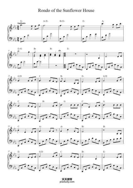 “Rondo of the Sunflower House”钢琴谱-Joe Hisaishi-免费下载-天天钢琴