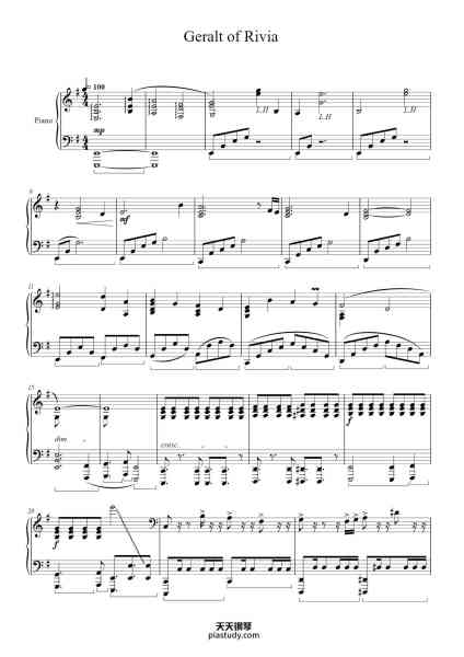 “Geralt of Rivia”钢琴谱-Marcin Przybyłowicz Arr. Splimmie-免费下载-天天钢琴