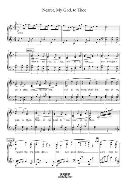 “Nearer, My God, to Thee”钢琴谱-Composer:Lowell Mason(1792-1872)
-免费下载-天天钢琴