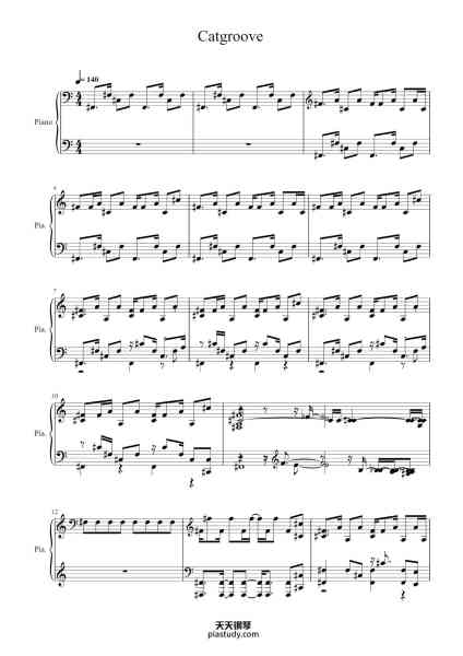 “Catgroove”钢琴谱-Parov Stelar-免费下载-天天钢琴
