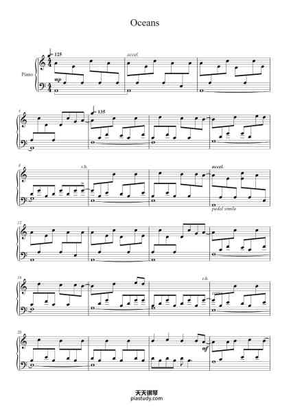 “Oceans”钢琴谱-Rob Costlow from 'Sophomore jinx' (2005)-免费下载-天天钢琴