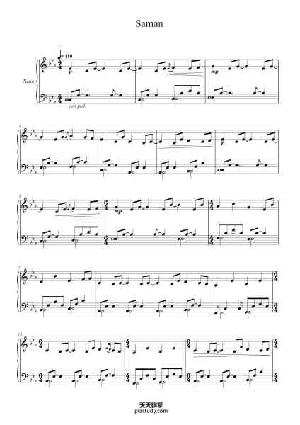 “Saman”钢琴谱-Ólafur Arnalds-免费下载-天天钢琴