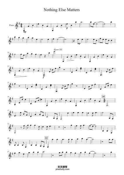 “Nothing Else Matters”钢琴谱-Hetfield & Ulrich arr. Fowler-免费下载-天天钢琴