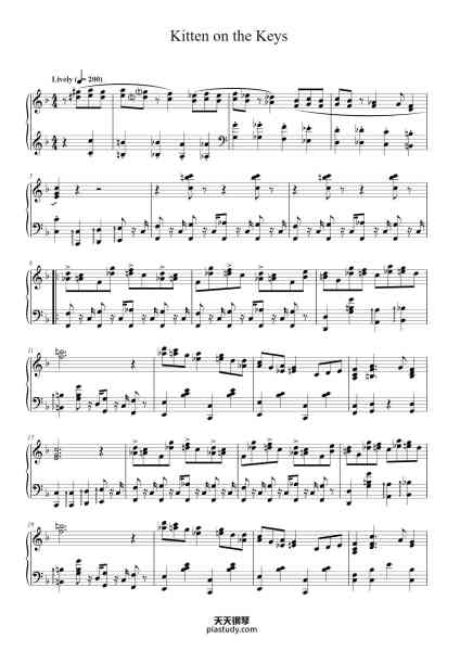 “Kitten on the Keys”钢琴谱-Edward Zez Confrey-免费下载-天天钢琴
