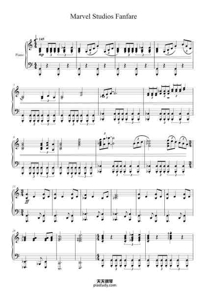 “Marvel Studios Fanfare”钢琴谱-Michael Giacchino-免费下载-天天钢琴