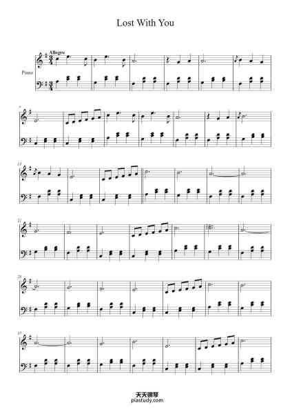 “Lost With You”钢琴谱-Patrick Watson-免费下载-天天钢琴