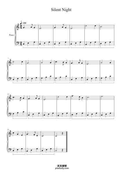 “Silent Night”钢琴谱-Franz Gruber-免费下载-天天钢琴