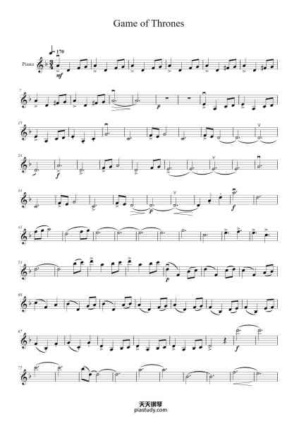 “Game of Thrones”钢琴谱-Ramin Djawadi-免费下载-天天钢琴