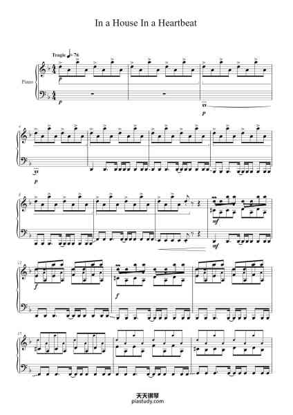 “In a House In a Heartbeat”钢琴谱-John Murphy (arr by Johan Garcia-免费下载-天天钢琴