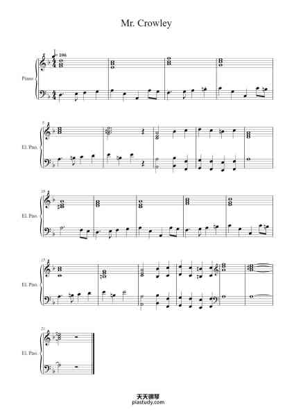 “Mr. Crowley”钢琴谱-Ozzy Osbourne, Randy Rhoads, Bob Daisley-免费下载-天天钢琴