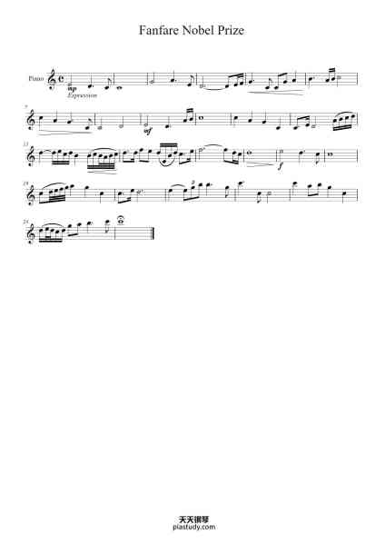 “Fanfare Nobel Prize”钢琴谱-Kjetil Bjerkestrand transponiert von Jonas Kovacs-免费下载-天天钢琴