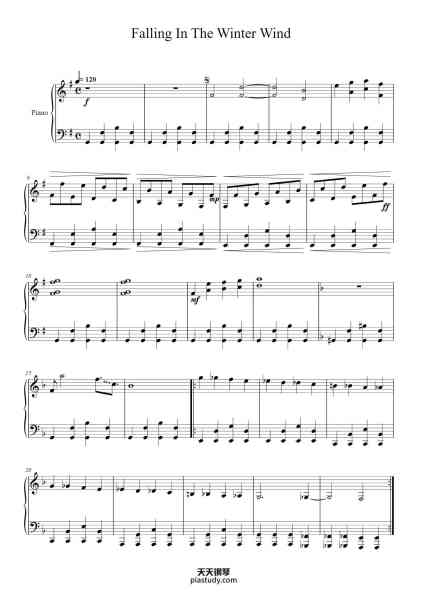 “Falling In The Winter Wind”钢琴谱-Alex Baza-免费下载-天天钢琴