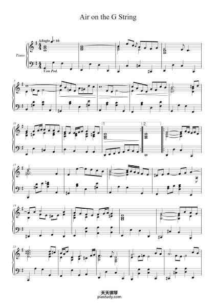 “Air on the G String”钢琴谱-J. S. Bach-免费下载-天天钢琴
