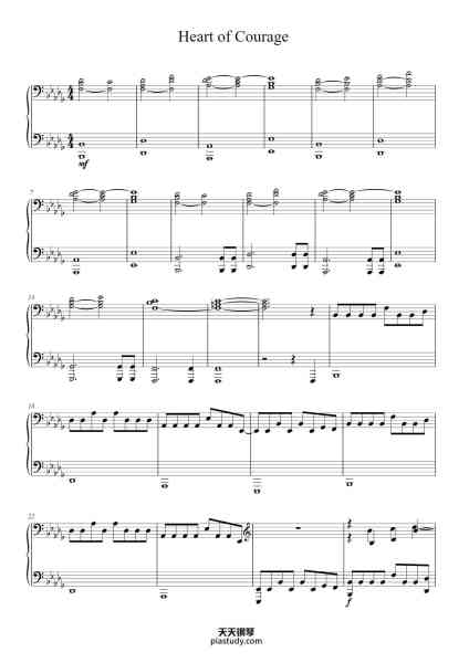 “Heart of Courage”钢琴谱-Arranged by Adam Rack-免费下载-天天钢琴