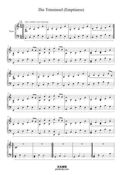 “Die Toteninsel (Emptiness)”钢琴谱-arranged by Eren Slifker-免费下载-天天钢琴