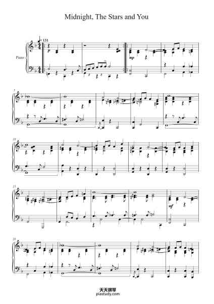 “Midnight, The Stars and You”钢琴谱-Ray Noble and His Orchestra Vocal-免费下载-天天钢琴