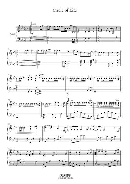 “Circle of Life”钢琴谱-arr. Kyle Landry Hans Zimmer-免费下载-天天钢琴