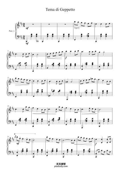 “Tema di Geppetto”钢琴谱-Fiorenzo Carpi-免费下载-天天钢琴