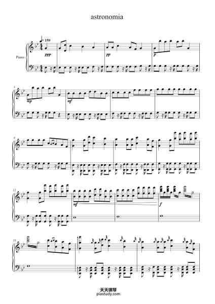 “astronomia”钢琴谱-music by.vicetone        arr.paul brun-免费下载-天天钢琴