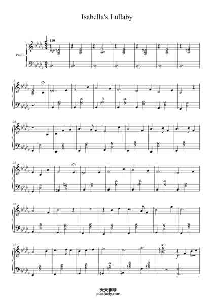 “Isabella's Lullaby”钢琴谱-Yeamer Vicford-免费下载-天天钢琴