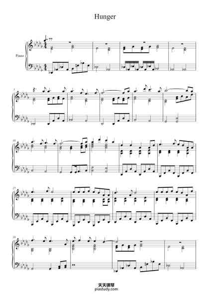 “Hunger”钢琴谱-Ross Copperman-免费下载-天天钢琴