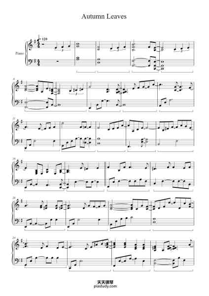 “Autumn Leaves”钢琴谱-
Joseph Kosma-免费下载-天天钢琴