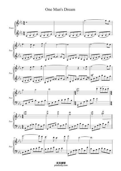 “One Man's Dream”钢琴谱-Yanni-免费下载-天天钢琴