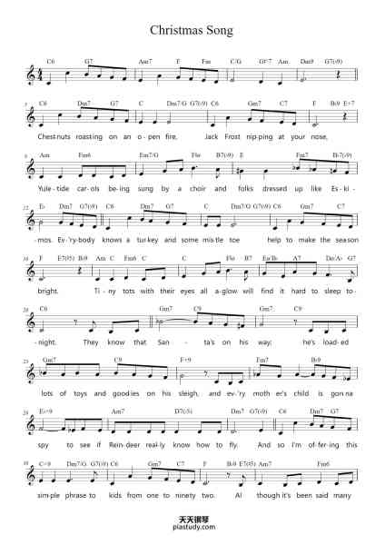 “Christmas Song”钢琴谱-Pentatonix-免费下载-天天钢琴