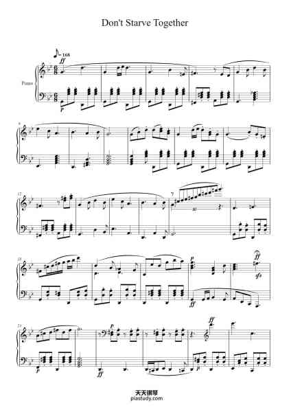 “Don't Starve Together”钢琴谱-Vince de Vera and Jason Garner Arranged by Riateche (https://musescore.com/user/3806826)-免费下载-天天钢琴