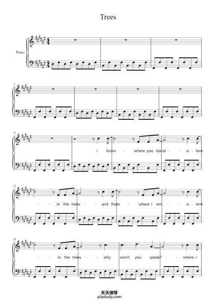 “Trees”钢琴谱-Twenty One Pilots-免费下载-天天钢琴