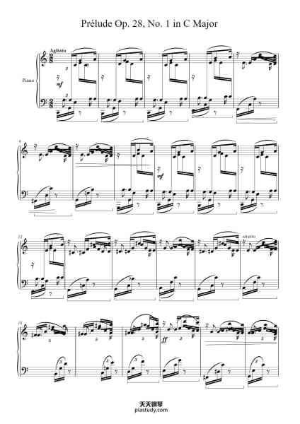 “Prélude Op. 28, No. 1 in C Major”钢琴谱-Frédéric François Chopin
(1810 - 1849)-免费下载-天天钢琴