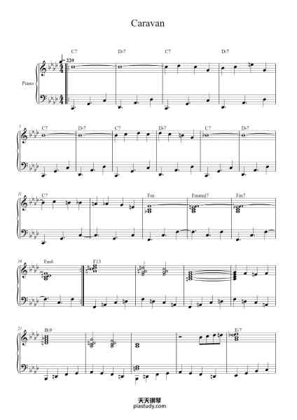 “Caravan”钢琴谱-Duke Ellington-免费下载-天天钢琴