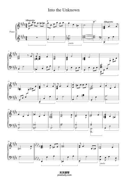 “Into the Unknown”钢琴谱-Patrick McHale-免费下载-天天钢琴