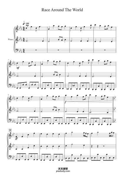 “Race Around The World”钢琴谱-Transcription By Master Beef-免费下载-天天钢琴