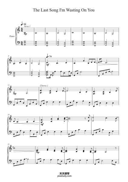 “The Last Song I'm Wasting On You”钢琴谱-Dobthia Lancenah-免费下载-天天钢琴