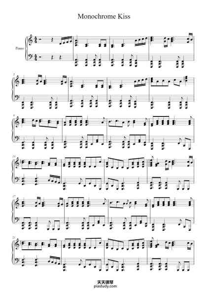 “Monochrome Kiss”钢琴谱-Transcribed by UNOwen-免费下载-天天钢琴