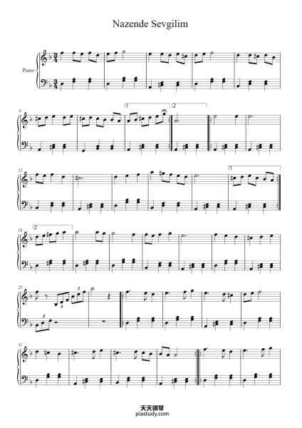 “Nazende Sevgilim”钢琴谱-Reşid Behbudov-免费下载-天天钢琴