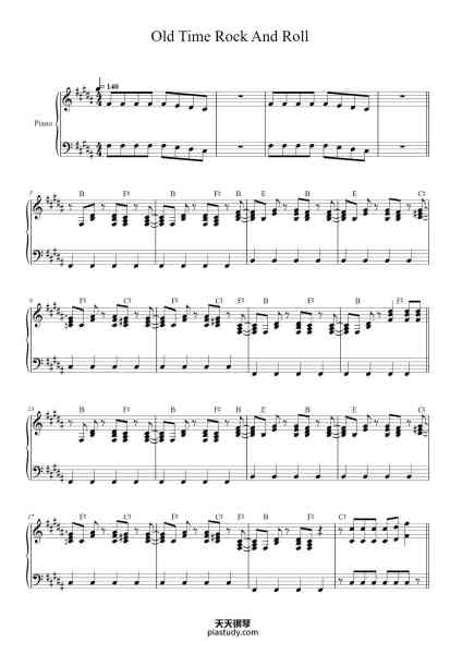 “Old Time Rock And Roll”钢琴谱-Bob Seger-免费下载-天天钢琴