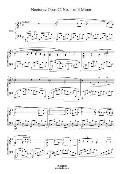 “Nocturne in E Minor, Op. 72, No. 1”钢琴谱-Frédéric François Chopin
(1810 - 1849)-免费下载-天天钢琴