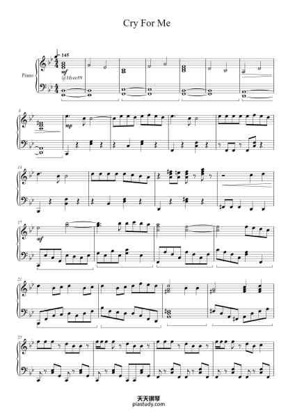 “Cry For Me”钢琴谱-Beckfey Earlnice-免费下载-天天钢琴