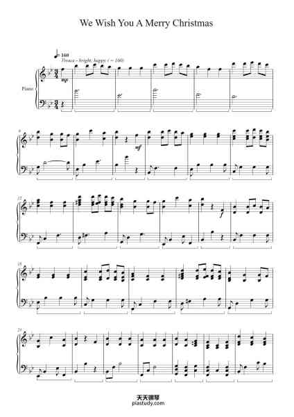 “We Wish You A Merry Christmas”钢琴谱-TRADITIONAL ENGLISH CAROL
ARRANGED BY EFPIANIST
TRANSCRIBED BY MINH-KHA NGUYEN-免费下载-天天钢琴