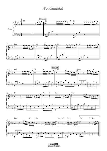 “Fondamental”钢琴谱-Calogero-免费下载-天天钢琴