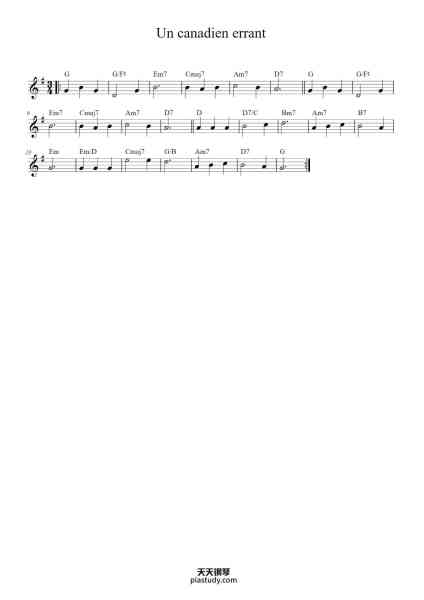 “Un canadien errant”钢琴谱-Antoine Gérin-Lajoie (1824-1882)-免费下载-天天钢琴