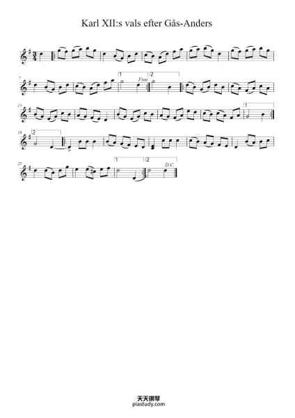 “Karl XII:s vals efter Gås-Anders”钢琴谱--免费下载-天天钢琴