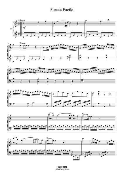 “Sonata No. 16 in C Major, K. 545 "Sonata Facile"”钢琴谱-W. A. Mozart-免费下载-天天钢琴