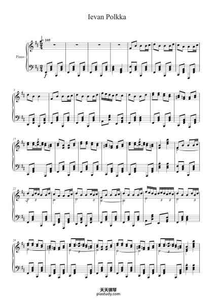 “Ievan Polkka”钢琴谱-Juliet-免费下载-天天钢琴