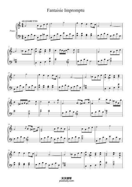 “Fantaisie Impromptu in C-sharp Minor, Op. 66 "Easy Version"”钢琴谱-Frédéric Chopin-免费下载-天天钢琴