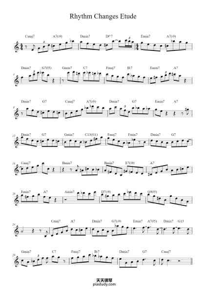 “Rhythm Changes Etude”钢琴谱-D HITCH-免费下载-天天钢琴