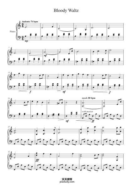 “Bloody Waltz”钢琴谱-Aryan B. Shauger-免费下载-天天钢琴